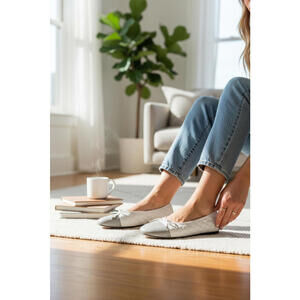 Paul Mayer Attitudes‎ 'Cozy' Quilted Leather Ballet Flat Size 9 NIB